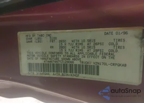 1996 Toyota Tacoma Xtracab Sr5 z USA, uszkodzony, nr VIN 4TAWN74N7TZ129066